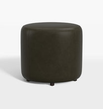 Load image into Gallery viewer, Black 18" Worley Round Leather Ottoman