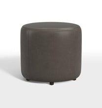 Load image into Gallery viewer, Grey 18" Worley Round Leather Ottoman