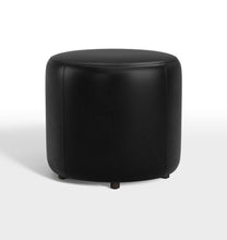 Load image into Gallery viewer, Black 18" Worley Round Leather Ottoman