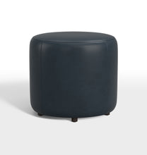 Load image into Gallery viewer, Black 18&quot; Worley Round Leather Ottoman
