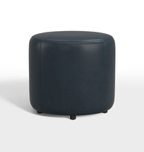 Load image into Gallery viewer, Black 18" Worley Round Leather Ottoman