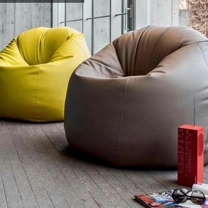 Set Of Two Leather Beanbags