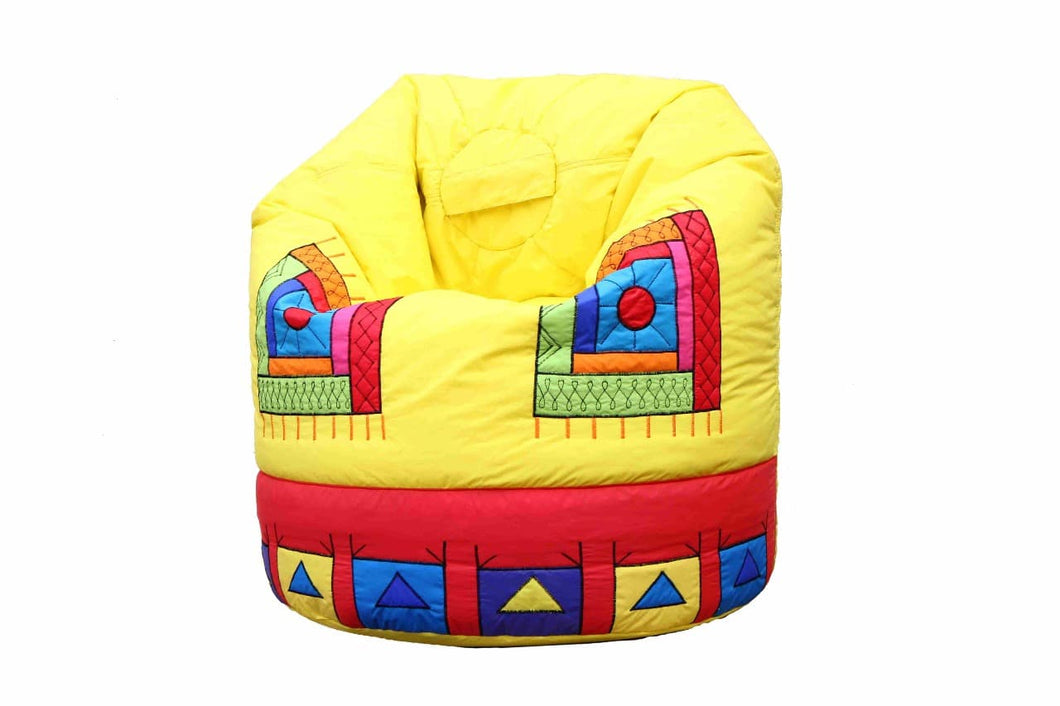 Embroidered Yellow Beanbag