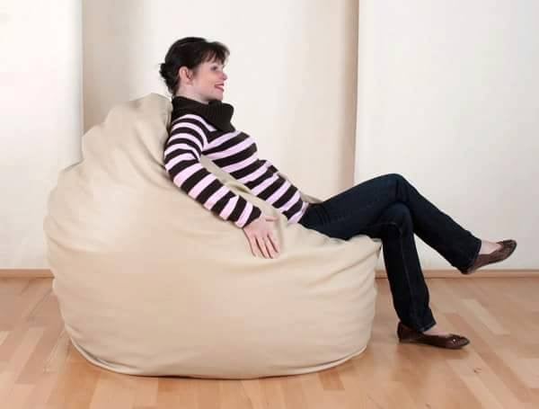 White Comfy Leather Puffy Beanbag