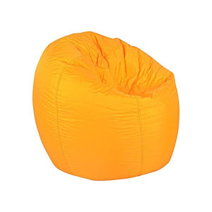 Yellow Leather Puffy Beanbag