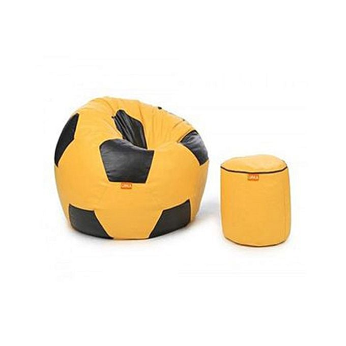 Yellow And Black Football Beanbag With Stool