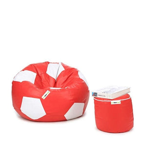 Red And White Football Beanbag With Stool