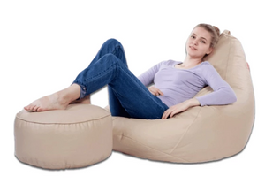 Leather Beanbag With Stool