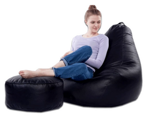 Leather Beanbag With Stool