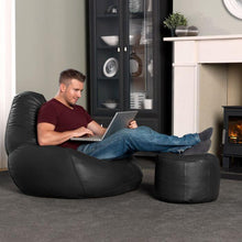Load image into Gallery viewer, Comfy Leather Bean Bag With Stool
