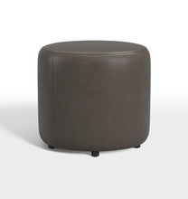 Load image into Gallery viewer, Grey 18&quot; Worley Round Leather Ottoman
