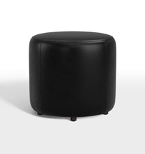 Load image into Gallery viewer, Black 18&quot; Worley Round Leather Ottoman
